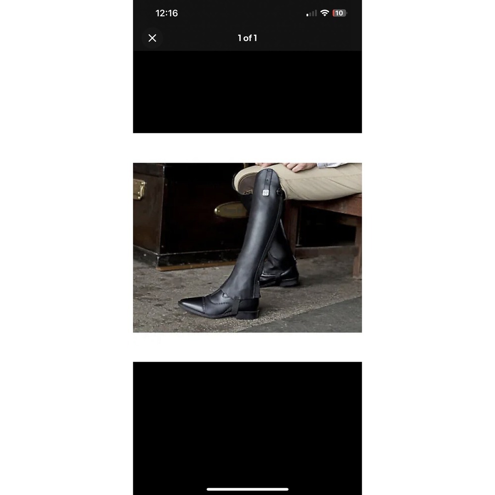 Huntley Equestrian Huntley Brazilian Black Leather Half Chaps‎ - XS  (Short)